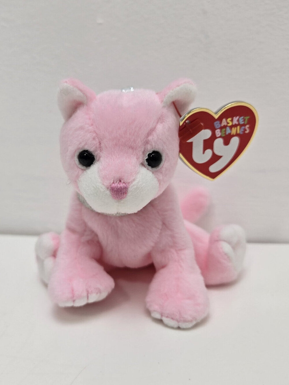 Ty Basket Beanie Ornament “Carnation” the Pink Cat (4 inch)